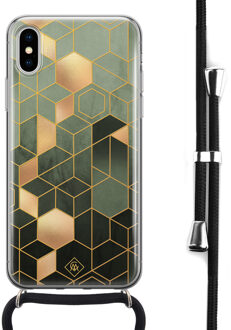 Casimoda iPhone X/XS hoesje met koord - Kubus groen