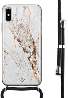 Casimoda iPhone X/XS hoesje met koord - Marmer goud Goudkleurig