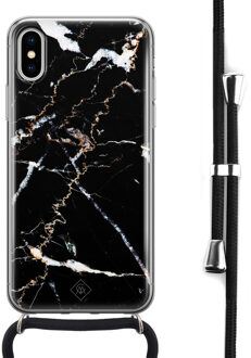 Casimoda iPhone X/XS hoesje met koord - Marmer zwart