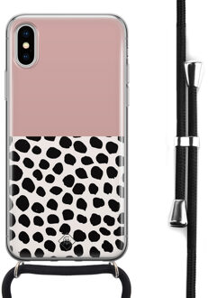 Casimoda iPhone X/XS hoesje met koord - Pink dots Roze