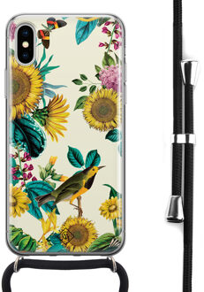 Casimoda iPhone X/XS hoesje met koord - Sunflowers Geel