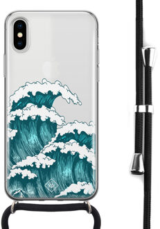 Casimoda iPhone X/XS hoesje met koord - Wave Blauw