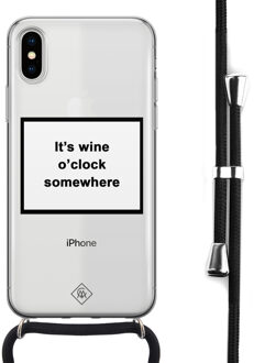 Casimoda iPhone X/XS hoesje met koord - Wine o'clock Transparant