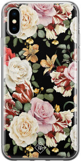 Casimoda iPhone X/XS siliconen hoesje - Flowerpower Zwart