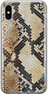 Casimoda iPhone X/XS siliconen hoesje - Golden snake Blauw