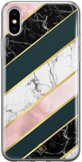 Casimoda iPhone X/XS siliconen hoesje - Marble stripes Geel