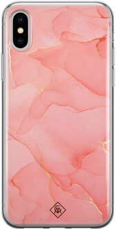 Casimoda iPhone X/XS siliconen hoesje - Marmer roze Zwart
