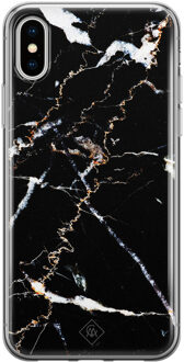 Casimoda iPhone X/XS siliconen hoesje - Marmer zwart Bruin/beige