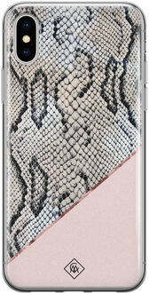 Casimoda iPhone X/XS siliconen hoesje - Snake print Goudkleurig