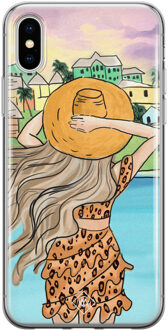 Casimoda iPhone X/XS siliconen hoesje - Sunset girl Multi