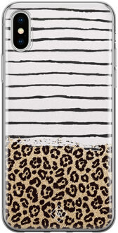 Casimoda iPhone X/XS siliconen telefoonhoesje - Leopard lines Blauw
