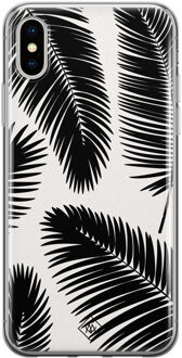 Casimoda iPhone X/XS siliconen telefoonhoesje - Palm leaves silhouette Zwart, Wit