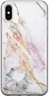 Casimoda iPhone X/XS siliconen telefoonhoesje - Parelmoer marmer Roze