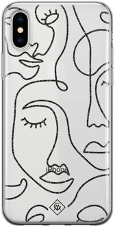 Casimoda iPhone X/XS transparant hoesje - Abstract faces Zwart
