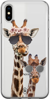 Casimoda iPhone X/XS transparant hoesje - Giraffe Bruin/beige