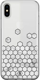 Casimoda iPhone X/XS transparant hoesje - Marmer grijs abstract Grijs/zilverkleurig