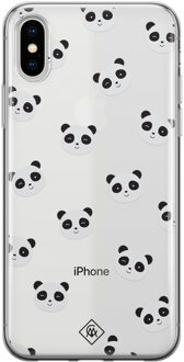 Casimoda iPhone X/XS transparant hoesje - Panda Zwart