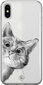 Casimoda iPhone X/XS transparant hoesje - Peekaboo Grijs/zilverkleurig