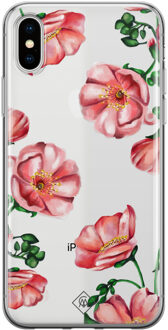 Casimoda iPhone X/XS transparant hoesje - Red flowers Rood