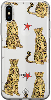 Casimoda iPhone X/XS transparant hoesje - Stay wild Bruin/beige