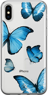 Casimoda iPhone X/XS transparant hoesje - Vlinders Blauw