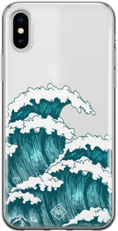 Casimoda iPhone X/XS transparant hoesje - Wave Blauw