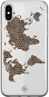 Casimoda iPhone X/XS transparant hoesje - Wild world Bruin/beige