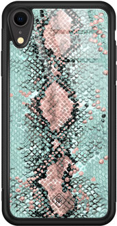 Casimoda iPhone XR glazen hardcase - Baby snake Mint