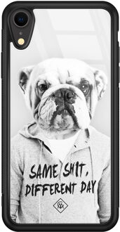Casimoda iPhone XR glazen hardcase - Bulldog Grijs/zilverkleurig