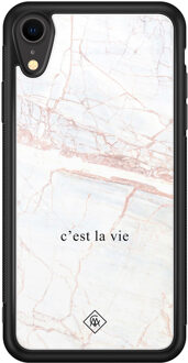 Casimoda iPhone XR glazen hardcase - C'est la vie Bruin/beige