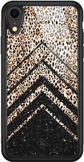 Casimoda iPhone XR glazen hardcase - Chevron luipaard Bruin/beige