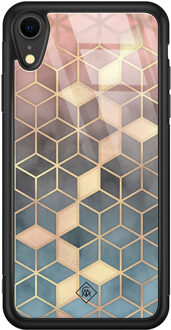 Casimoda iPhone XR glazen hardcase - Cubes art Multi