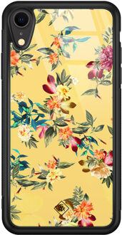 Casimoda iPhone XR glazen hardcase - Florals for days Geel