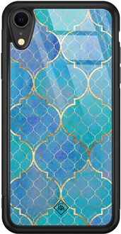 Casimoda iPhone XR glazen hardcase - Geometrisch blauw