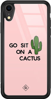 Casimoda iPhone XR glazen hardcase - Go sit on a cactus Roze
