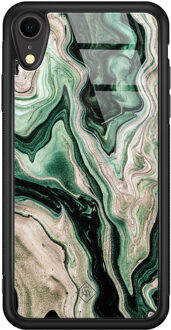 Casimoda iPhone XR glazen hardcase - Green waves Groen