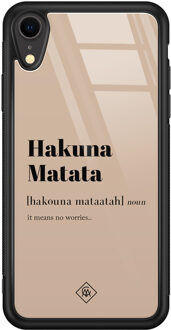 Casimoda iPhone XR glazen hardcase - Hakuna Matata Bruin/beige