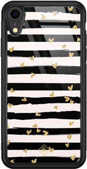 Casimoda iPhone XR glazen hardcase - Hart streepjes Zwart