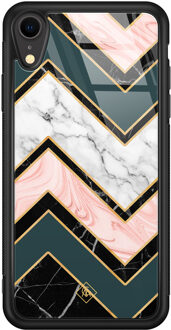 Casimoda iPhone XR glazen hardcase - Marmer triangles Multi