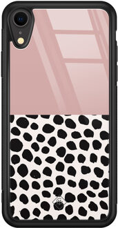 Casimoda iPhone XR glazen hardcase - Pink dots Roze