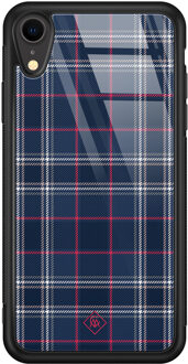 Casimoda iPhone XR glazen hardcase - Tartan blauw