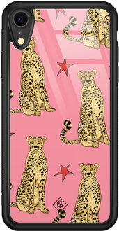 Casimoda iPhone XR glazen hardcase - The pink leopard Roze