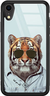 Casimoda iPhone XR glazen hardcase - Tijger wild Blauw