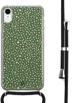 Casimoda iPhone XR hoesje met koord - Green dots Groen