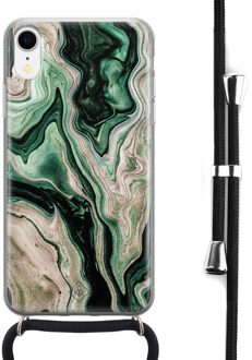 Casimoda iPhone XR hoesje met koord - Green waves Groen