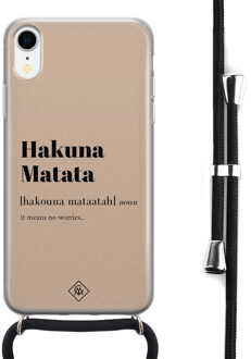 Casimoda iPhone XR hoesje met koord - Hakuna matata Bruin/beige