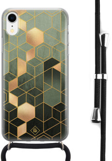 Casimoda iPhone XR hoesje met koord - Kubus groen