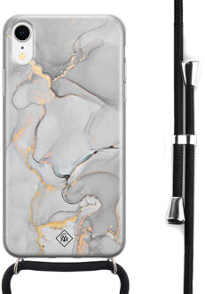 Casimoda iPhone XR hoesje met koord - Marmer grijs Grijs/zilverkleurig