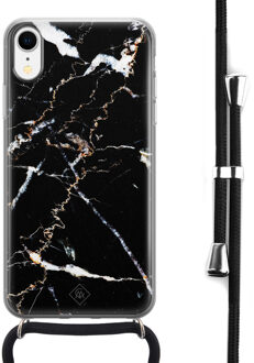 Casimoda iPhone XR hoesje met koord - Marmer zwart