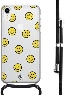 Casimoda iPhone XR hoesje met koord - Smileys Geel